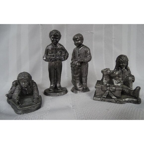 Lot of 7 Vintage Pewter Pieces Children Elephant Giraffe Teddy Bear - Picture 2 of 3